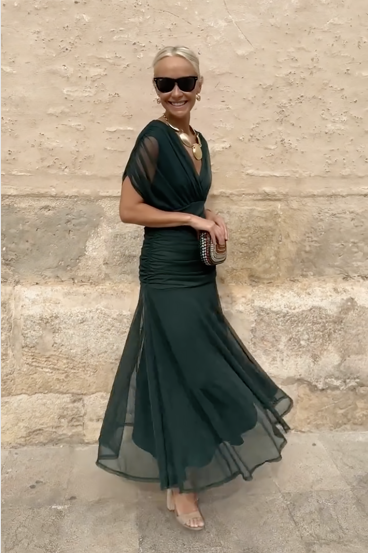 Luisa — Abito lungo da sera con scollo a V