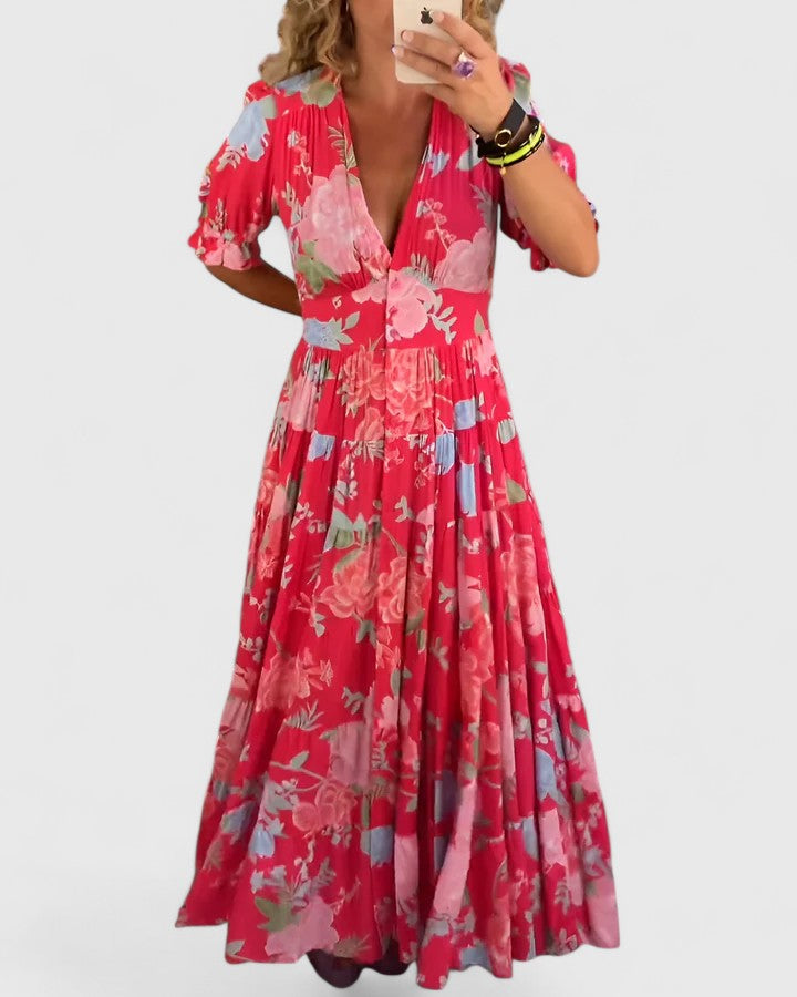 Miriam — Abito floreale con scollo a V