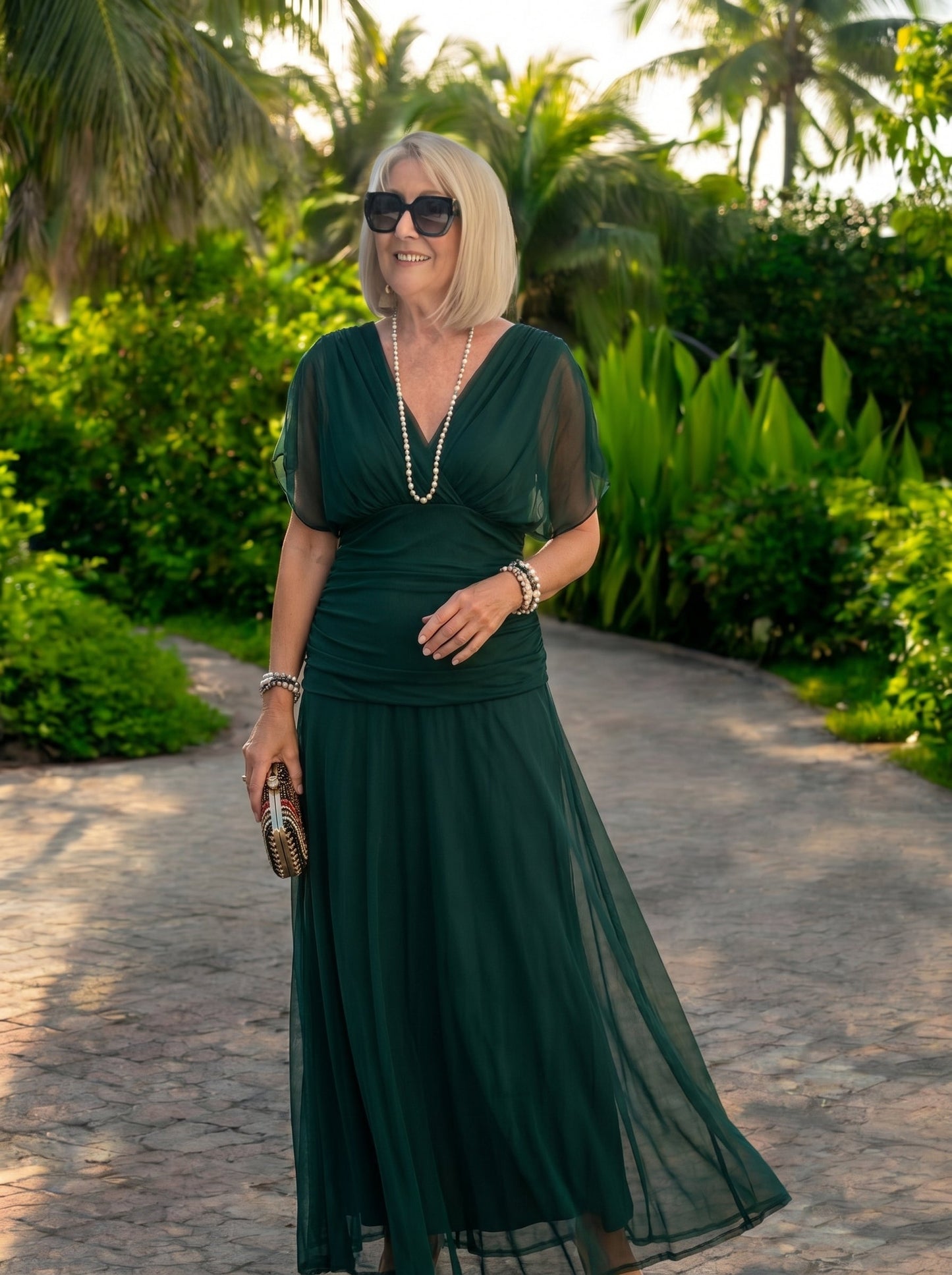 Luisa — Abito lungo da sera con scollo a V