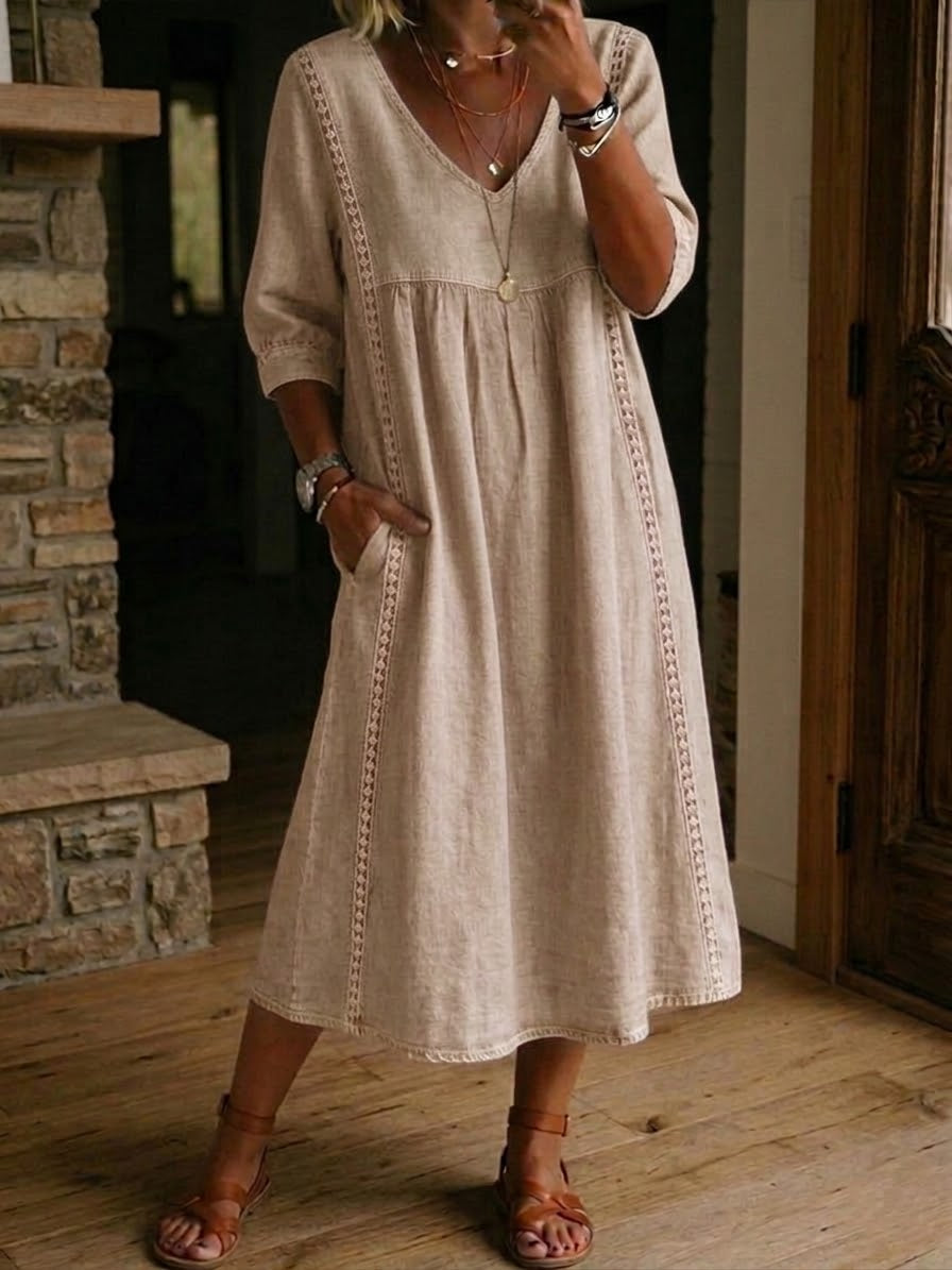 Aurelia — Abito in lino e cotone con pizzo